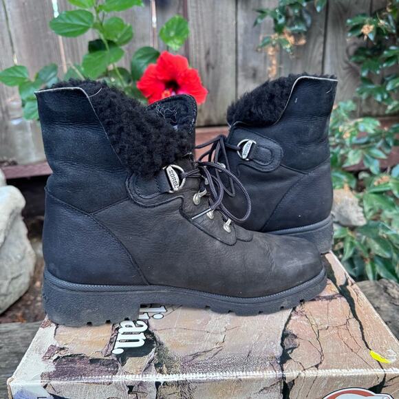 Sorel Mont Blanc Black Leather Suede Lined Canada Boots Women's Size 9 - Picture 9 of 11